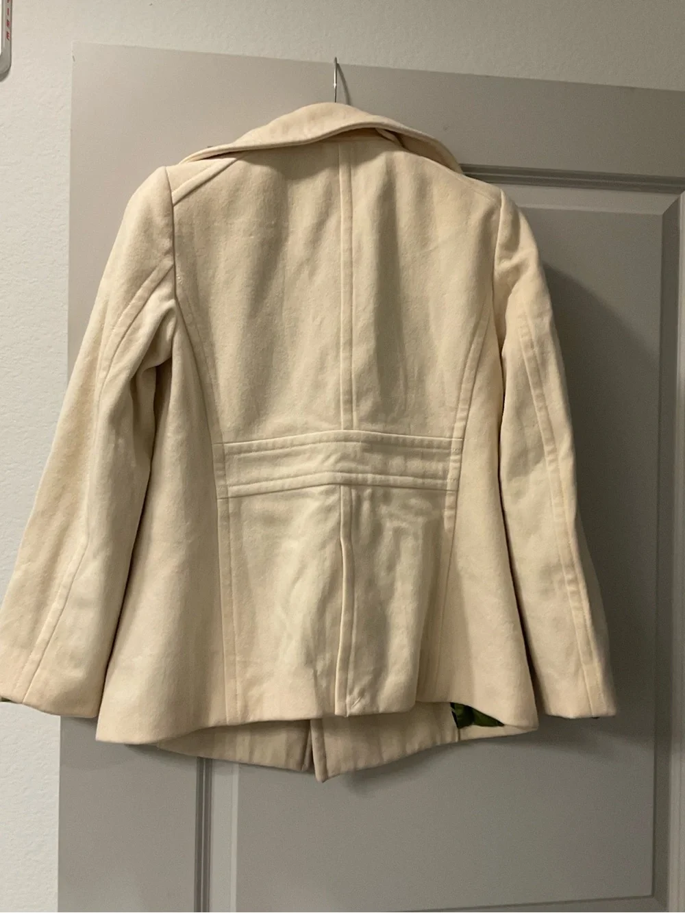J. Crew Cream Double-Breasted Peacoat with Notched Lapel - Picture 2 of 2